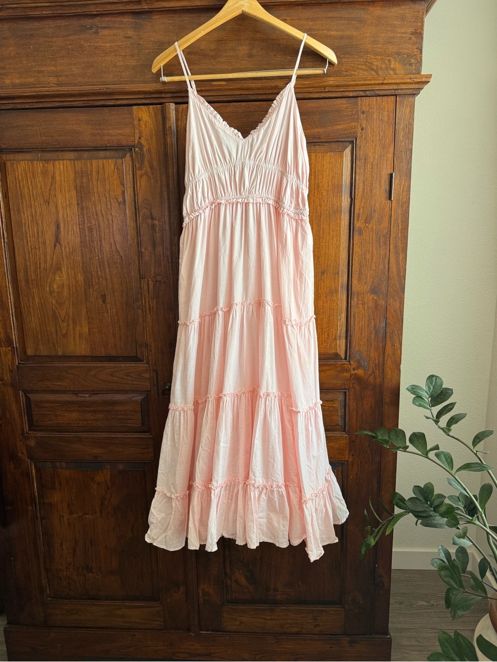BP Ruffle Tiered Cotton Midi Dress Light Pink Fairycore Balletcore